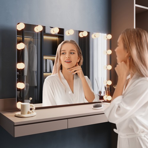 Hollywood Vanity Set LED Makeup Mirror with White Dressing Table Touch Control - Picture 23 of 38