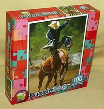 BUCKING BRONCO PUZZLE 100 PC NEW HORSE COWBOY PUZZLEBUG 2014 SEALED GETTY IMAGE*