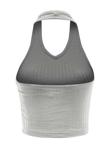 Top corto básico sin mangas con halter acanalado FashionMille para mujer sin espalda - Imagen 15 de 37