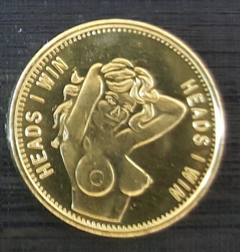 Erotica Nude Girl Coin Hot Cute Gold Lustre Risque Old XXX Peep Show Cheeky WOW - Picture 11 of 12