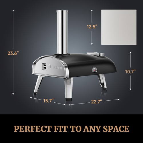 Multi-Fuel Pizza Oven 12”Outdoor Pizza Maker Portable Wood Pellet Grill Wood BBQ - Picture 2 of 12