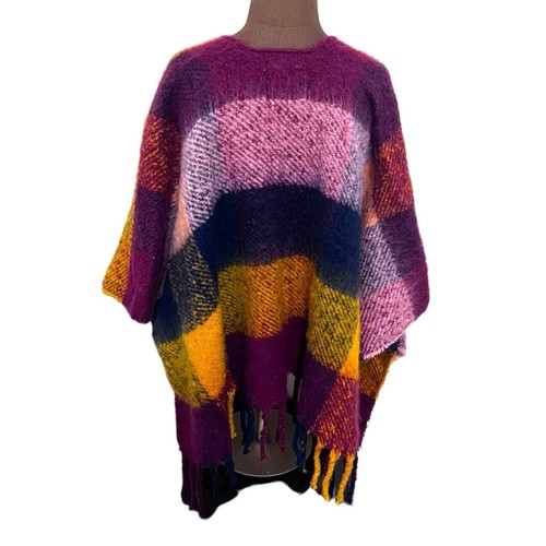 JENNI Buffalo Plaid Pocket Kimono Wrap Multicolored One Size New with Tags - Picture 2 of 6
