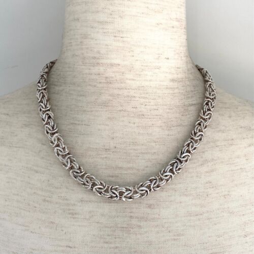 Sterling Silver 925 Milor Italy Chunky 10MM Byzantine Link Chain Necklace 18" - Picture 3 of 23