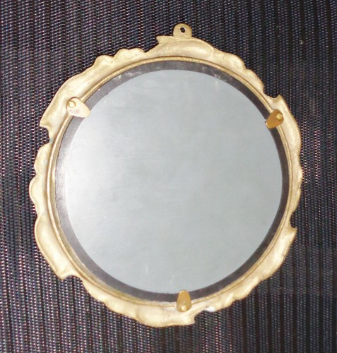 VINTAGE BRASS ART NOUVEAU VANITY MIRROR VICTORIAN DOLPHIN DESIGN NR - Picture 5 of 5