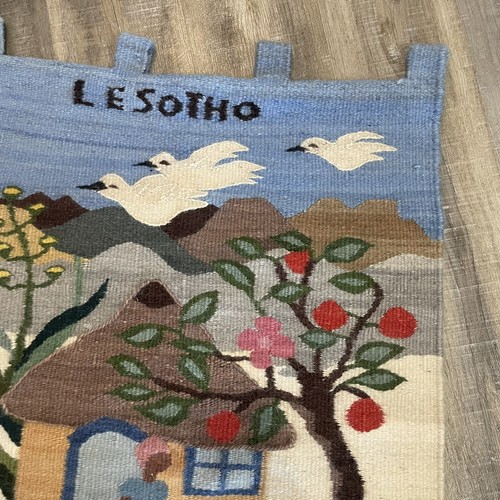 South Africa Tapestry Lesotho Art Handwoven Wall Hanging 44" x 43" - Picture 4 of 15