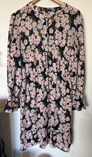 J Crew Mercantile Pink Floral Long Sleeve Drapey Midi Dress Size Medium