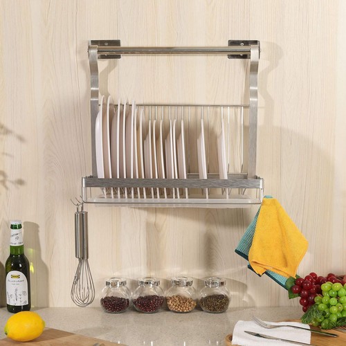 Stainless Steel Dish Drying Rack with Drainboard Hanging Rod and Sponge Holder - Picture 5 of 5