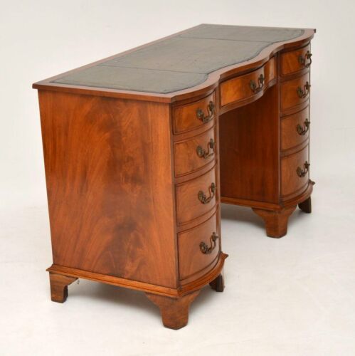 Antique Mahogany Leather Top Pedestal Desk - Picture 5 of 11