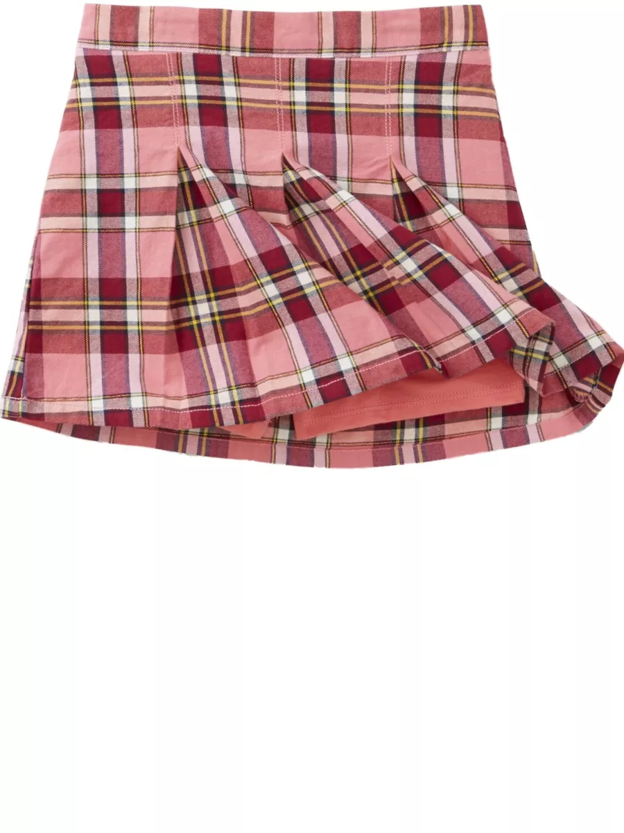 Infant Girls Pink Magenta Gold Yellow Pleated Skort Plaid Skirt | eBay