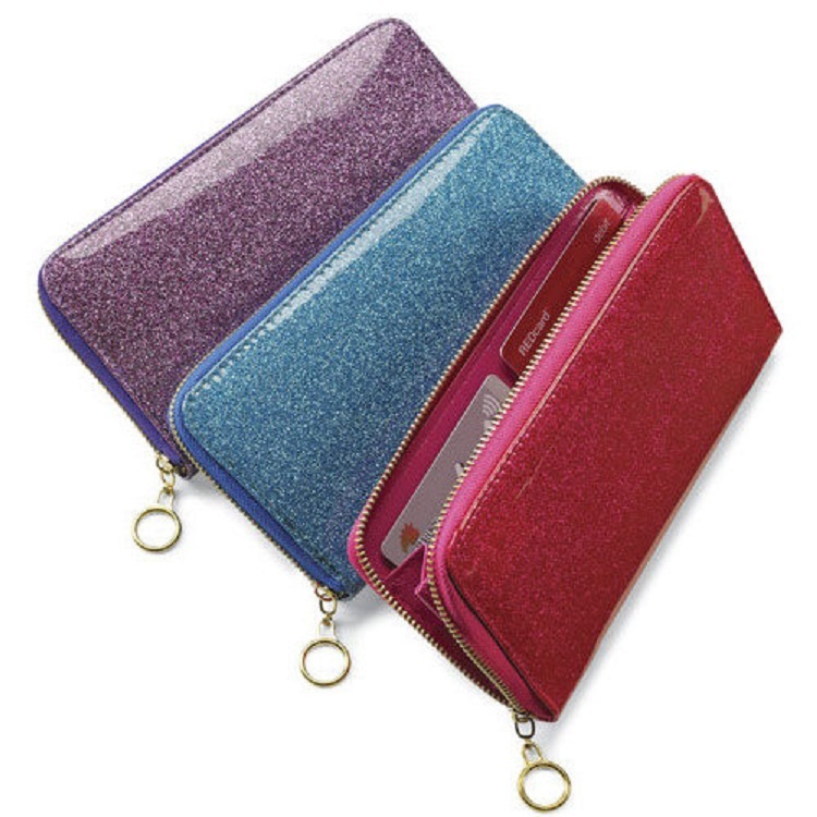 DELUXE GLITTER WALLET PURPLE TURQUOISE BLUE FUCHSIA 8 CREDIT