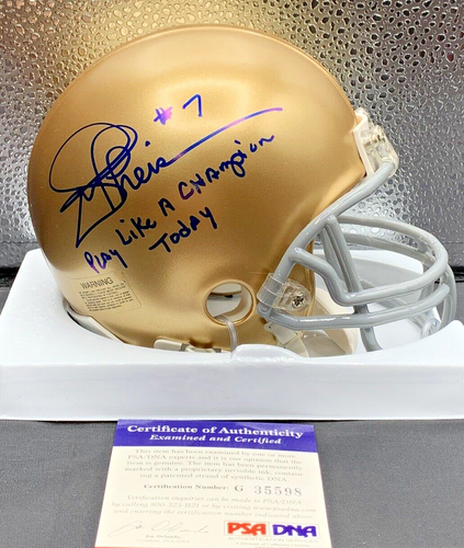 JOE THEISMANN Signed NOTRE DAME "Play Like A Champion Today" Mini-helmet PSA/Dna - Picture 1 of 2
