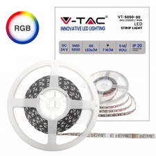 V-TAC VT-5050-60 STRISCIA LED FLESSIBILE 35W SMD RGB 60 LED/METRO 24V  5 METRI