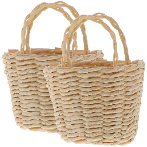 2 Pcs Mini Basket Baby Girl Micro Scene Small Woven Little Baskets