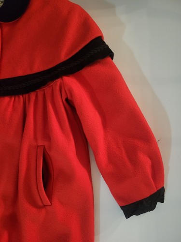 Vintage Rothschild Dress Coat Girls Size 8 Red Velvet Trim Bow Wool Nylon Retro - Picture 4 of 14
