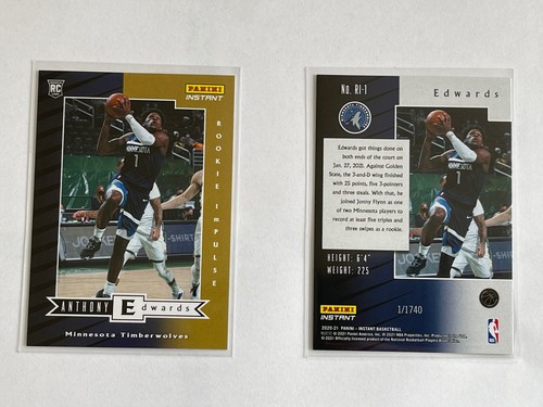 2020-21 Panini Instant NBA Rookie Impulse # 1 ANTHONY EDWARDS 1/1740 RC   - Picture 1 of 3