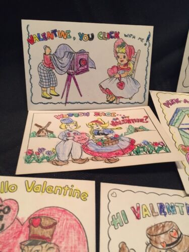 Juego de 11 tarjetas de felicitación de San Valentín Barker años 60 de colección Cincinnati Ohio color EE. UU. - Imagen 3 de 11