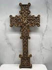 15.5" Rustic Brown Celtic Cross Wall Art | Wood Knotwork | Religious Decor New