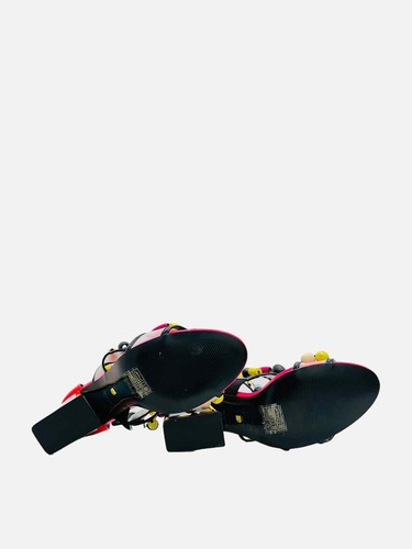 KAT MACONIE 105mm Cardi Pink Multicolor Leather & Nylon Heeled Sandals Size 40 - Picture 4 of 5