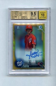 JUAN SOTO 2016 BOWMAN CHROME Rookie Gold Refractor /50 BGS 9.5  10 auto