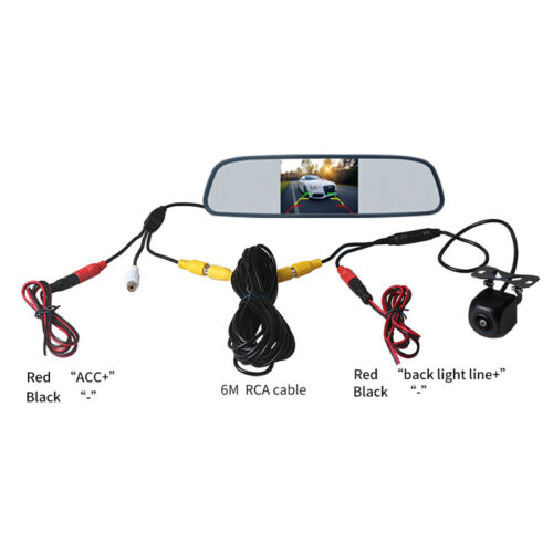 4.3" Backup Camera Mirror Car Rear View Reverse Night Vision Parking System 170° - Picture 3 of 12