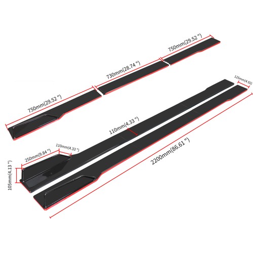 For 12-18 BMW F30 3-Series M-T M-sport Red Line Style Side Skirts Pair - PP New - Picture 6 of 12