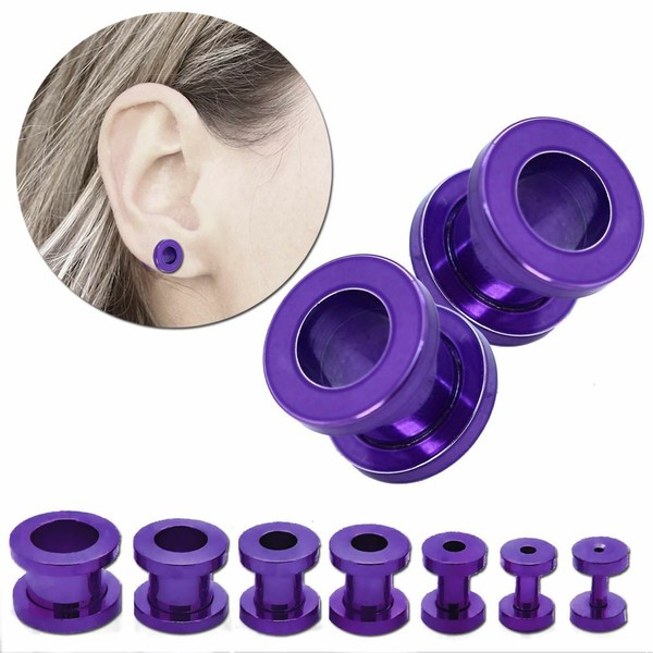 Túnel piercing Plug bollos Double flared oreja pendiente lila