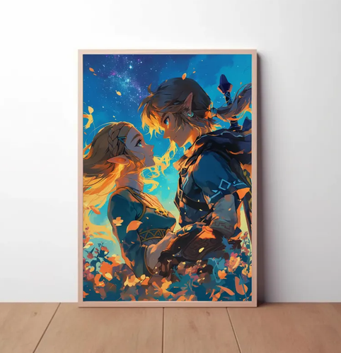 Link and Zelda in love print, zelda tears of the kingdom, BOTW 3