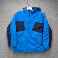 The North Face Hyvent Rain Jacket Boys Large Blue Insulated Lined Hood FLAWS