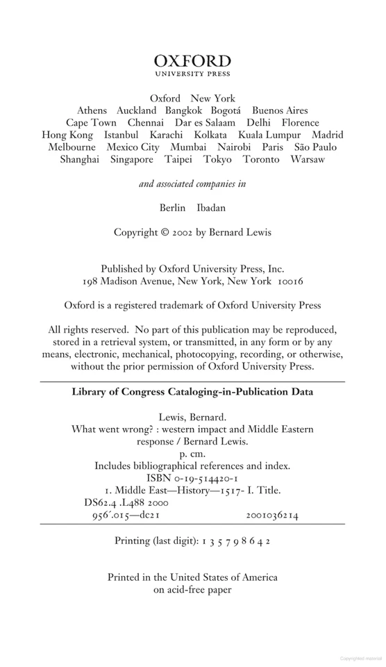 NEW What Went Wrong? Western Impact and Middle Eastern Response Bernard Lewis - Image 2 of 4