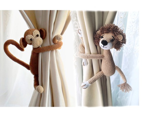 Safari Animals Nursery Curtain Holdbacks-Handmade Curtain Tieback Kids Room Gift - Picture 3 of 8