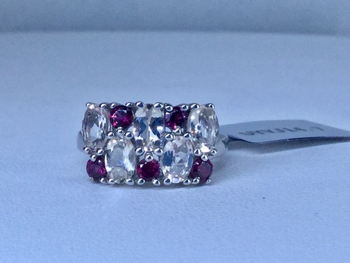 Size 7 Morganite & Rajasthan Garnet Sterling Silver Ring TGW 2.71 cts Gorgeous! - Picture 3 of 9