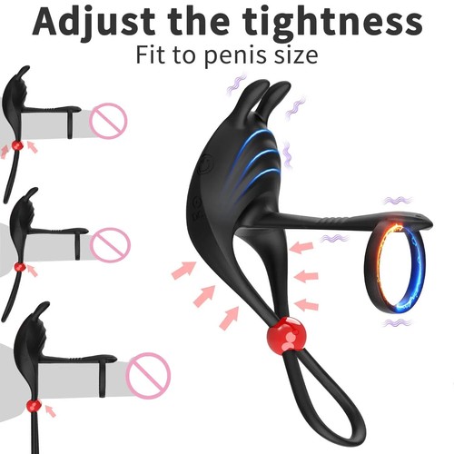 Vibrating Penis Ring Extender Cock Ring Vibrator Sex Toys For Couple Adjustable - Picture 7 of 10