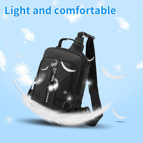 Unisex Sling Crossbody Bag Anti-theft Chest Shoulder Messenger Backpack USB Port - Picture 12 of 24