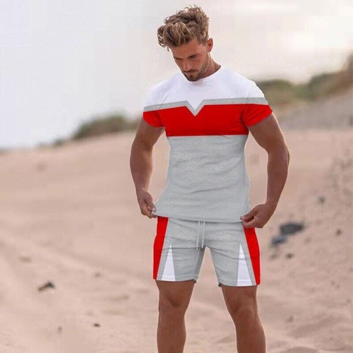 Men's Summer Tracksuit 2Piece T-Shirt Shorts Set Sports Outfit Male Jogging Suit - Picture 11 of 22