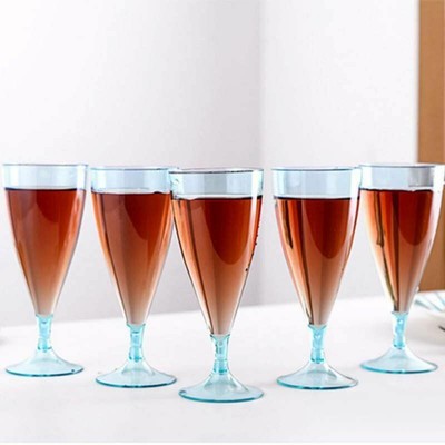 6Pcs Clear Plastic Wine Glass Champagne Goblet Cocktail Cups Party Wedding #FD