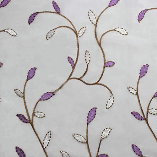 Wavy Leaves, Embroidered Window Curtain with Grommets, 54" x 84" single Lilac - Picture 6 of 6