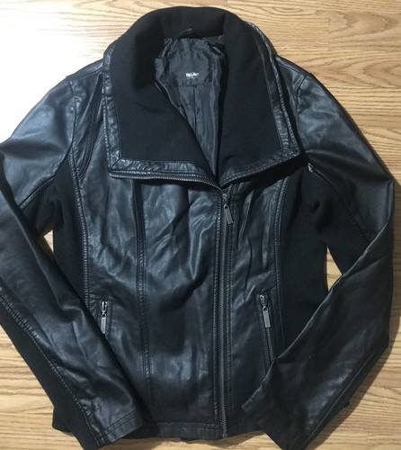 Mossimo Supply Co Womens M Black Faux Leather Jacket Double Rider Zip Up Moto - Picture 13 of 14