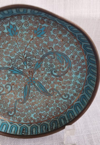 Vintage Chinesisch Japanisch Cloisonné 3 1/4" Schmuck Schale Kupfer Asiatisch - Bild 5 von 9