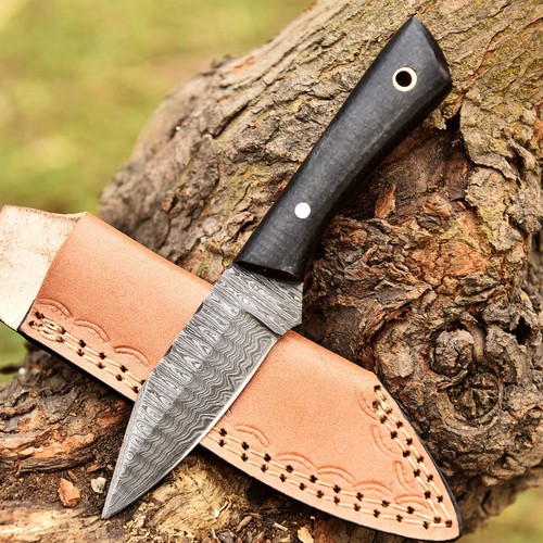 Hnadmade Skinning Hunting Knife Hand Forged Damascus Steel Blade W/ Sheath 2920 - Picture 1 of 4