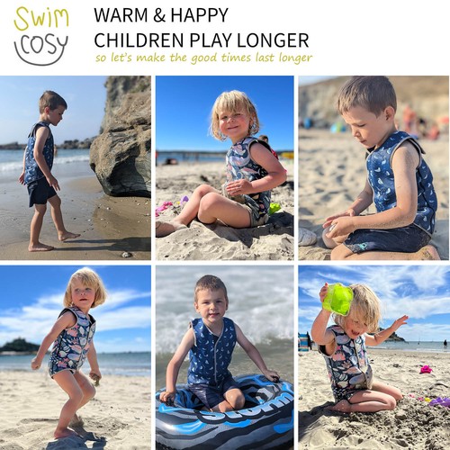 Swim Cosy Baby/Toddler Wetsuit Vest with UPF50 - Neoprene Wrap 0 1 2 3 Year Old - Picture 3 of 27