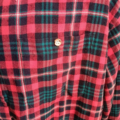 Camisa de franela vintage para hombre XLT XL ALTA AÑOS 70 ROJO/VERDE ACRÍLICO A CUADROS RELIQUIA LEÑADOR - Imagen 3 de 11
