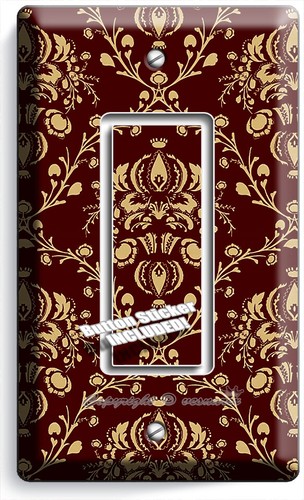 VICTORIAN ERA BURGUNDY ROYAL MOTIF LIGHT SWITCH OUTLET WALL PLATE ART ROOM DECOR - Picture 4 of 34