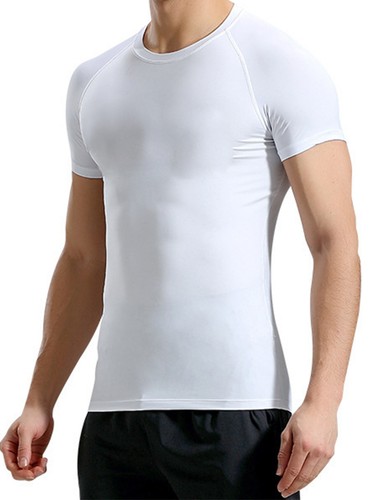 Hombres Mangas Cortas Elastizada Camiseta Deportiva Prenda para el torso Gimnasio Fitness Ciclismo Camisa Protectora contra Erupciones - Imagen 10 de 18