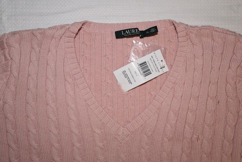 Ralph Lauren Baumwoll-Strickpulli NEU Gr.XL rosa Zopfmuster - Bild 2 von 2