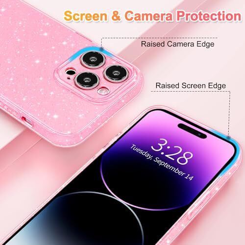 Hülle für iPhone 14 Pro Case Glitzer Süß iPhone 14 Pro - 6,1 Zoll Hellrosa - Bild 6 von 7
