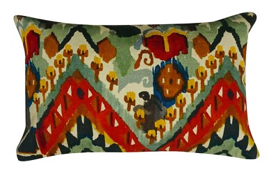 MORDEN IKAT DIGITAL PRNTED WITH EMBROIDRY COTTON CUSHION COVER