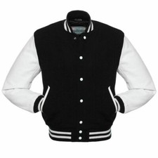 Men's Varsity Jacket Genuine Leather Sleeve and Wool Body Letterman Boys College