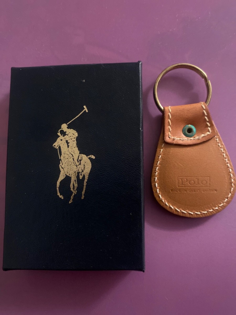 Vintage Polo Ralph Lauren Brown Saddle Leather Pony Key Chain Key