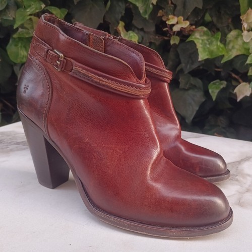Frye Jenny Seam Short High Heel Ankle Boots Women's Size 9 B Reddish Brown