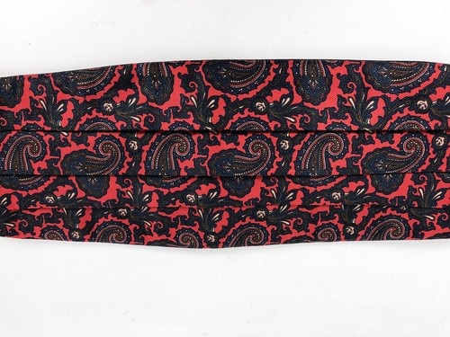 Vintage rouge bleu Paisley Cummerbund réglable homme bal formel grand-père noyau - Photo 1/4